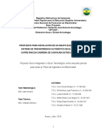 Proyecto Socio Integrador o Socio Tecnológico Como Requisito Parcial para Optar Al Título de Ingeniero en Electricidad.