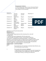 Personal Project Rubric