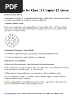 Physics Formulas and Notes For Class 12 Chapter CHAPTER 12 Atoms Cbse Board PDF