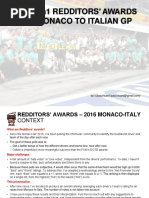 Redditors' Awards - 2016 Monaco To Italian GP