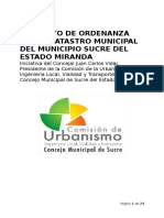 Proyecto de Ordenanza Catastro Municipal 