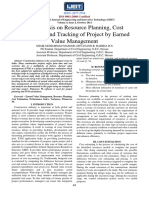 An Analysis On Resource Planning, Cost Estimation and Tracking of Project by Earned Value Management