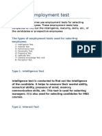 Types of Employment Test