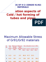 Fabrication Aspects of Cold / Hot Forming of Tubes and Pipes