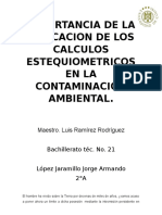 Importancia de La Aplicacion de Los Calculos Estequiometricos en La Contaminacion Ambiental