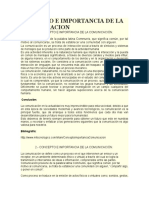 Concepto e Importancia de La Comunicacion