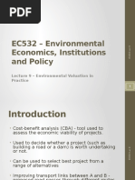 EC532 - Environmental Economics, Institutions and Policy: Lecture 9 - Environmental Valuation in Practice