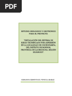 Estudio Geologico y Geotecnico Instalacion Sistema de Riego Por Aspersion Cochopampa PDF