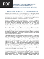 Fronteras de Integracion Regional y Convenios de Cooperacion Latinoamericana