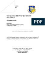 Mechanical Properties of Mems Materials: AFRL-IF-RS-TR-2004-76 Final Technical Report