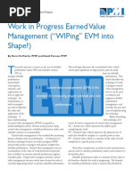 Work in Progress Earned Value Management ("Wiping" Evm Into Shape?)