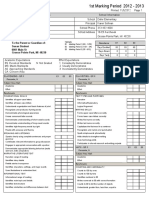 Kindergarten Report Card