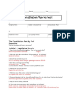 Constitution Worksheet Key