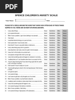 Spence Children'S Anxiety Scale