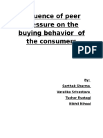 Influence of Peer Pressure On The Buying Behavior of The Consumers