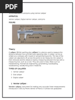 Lab Session # 1: To Find Diameter of Solid Pins Using Vernier Calliper