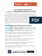 Recommended Books For Engineering Mathematics in GATE PDF