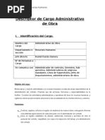 Descriptor de Cargo Administrativo de Obra