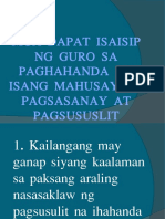 Mga Dapat Isaisip NG Guro Sa Paahahanda NG Pagsusulit