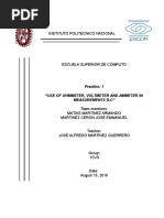 Instituto Politécnico Nacional: Practice: 1 "Use of Ohmmeter, Voltmeter and Ammeter in Measurements D.C"