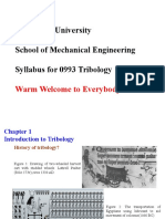 Yeungnam University School of Mechanical Engineering Syllabus For 0993 Tribology