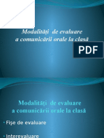 Modalitati de Evaluare-Comunicare Orala