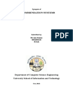 Recommendation Systems: Department of Computer Science Engineering University School of Information and Technology