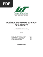 Política de Uso de Equipos de Cómputo: Ingeniería en Tecnologías de La Información Y Comunicación