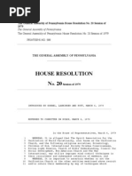 The General Assembly of Pennsylvania House Resolution No 20 R