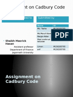 Assignment On Cadbury Code: Submitted To Submitted by