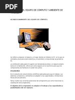 Preservar El Equipo de Cómputo y Ambiente de Trabajo