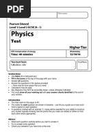 Pearson Edexcel GCSE Combined Science CP3 Test With Mark Scheme 16 - 17