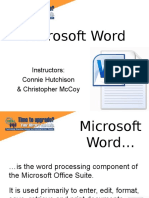 Microsoft Word: Instructors: Connie Hutchison & Christopher Mccoy