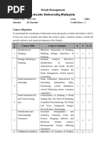 Retail Management Lincoin University, Malaysia: Course Objective