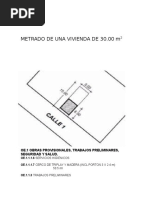 Metrado de Una Vivienda de 30 m2