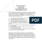 Homework Assignment 1 Economics 333 Money and Banking Assigned: September 22, 2009 Due: September 29, 2009