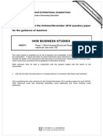 0450 Business Studies: MARK SCHEME For The October/November 2010 Question Paper For The Guidance of Teachers