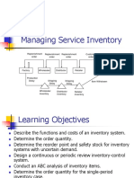 Managing Service Inventory: Replenishment Order Replenishment Order Replenishment Order Customer Order