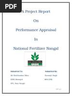 A Project Report On Performance Appraisal in National Fertilizer Nangal