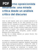 El Trastorno Oposicionista Desafiante - Una Mirada Crítica Desde Un Análisis Crítico Del Discurso - Revista Psico-Tópicos