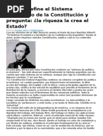 Alberdi Define El Sistema Económico de La Constitución y Pregunta