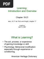 Learning: Introduction and Overview: Chapter 18-21