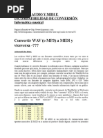 Señal de Audio y Midi e Incompatibilidad de Conversión