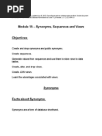 Module 15 - Synonyms, Sequences and Views