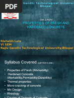 Properties of Fresh and Hardened Concrete: Rajiv Gandhi Technological University, Bhopal