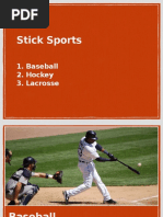 Stick Sports: 1. Baseball 2. Hockey 3. Lacrosse