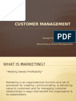 Customer Management: Market Planning & Research. Marketing Mix. Advertising & Brand Management