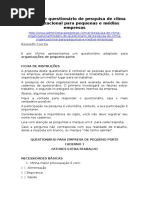 MODELO - QUESTIONÁRIO - Pesquisa de Clima Organizacional para Pequenas e Médias Empresas (Administração e Gestão)