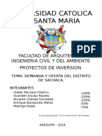 Oferta y Demanda Del Sector de Sachaca - Arequipa