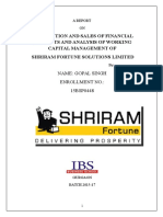 Distribution and Sales of Financial Products and Analysis of Working Capital Management of Shriram Fortune Solutions Limited